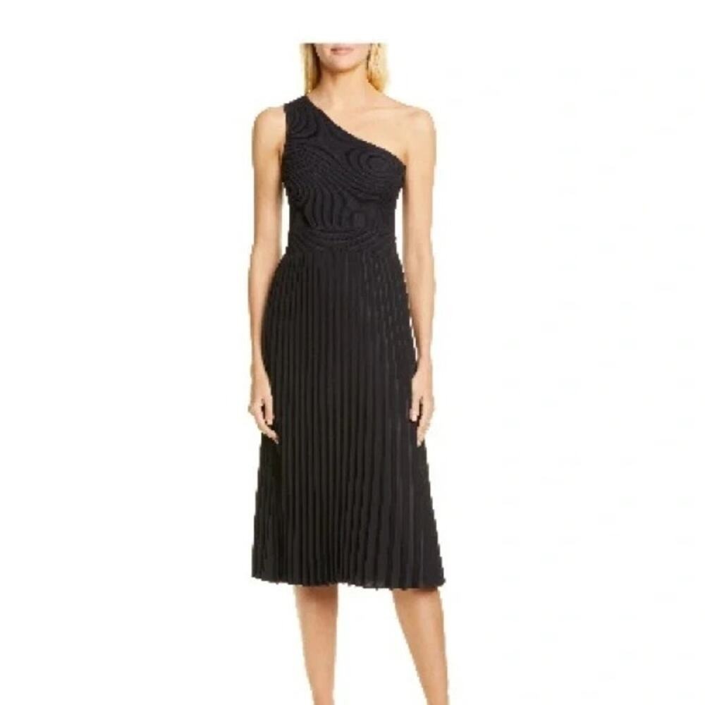 Ted Baker Women's Black London Miriom Mixed Media One-Shoulder Dress 5 (10-12)
